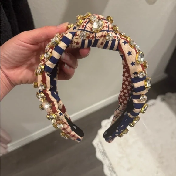 Lele Sadoughi Crystal Americana Knotted Headband - Picture 5 of 6